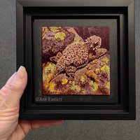 Horned Lizard - Original Mixed Media Drawing, Framed