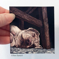 Sleeping Dog, Yellow Lab - 3" Square Magnet