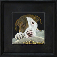 "Desire" - American Pit Bull Terrier, Original Scratchboard Drawing, Framed