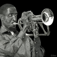 "Baltimore Brass" - Musician, Flugelhorn, Original Scratchboard Drawing, Framed