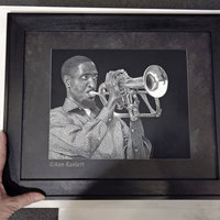 "Baltimore Brass" - Musician, Flugelhorn, Original Scratchboard Drawing, Framed