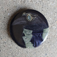 "Steampunk Trickster" - Raven - 1.25" Button