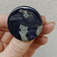 "Steampunk Trickster" - Raven - 1.25" Button