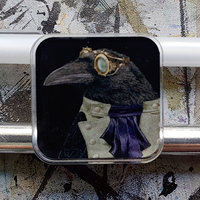 "Steampunk Trickster" - Raven - 1" Square Pin