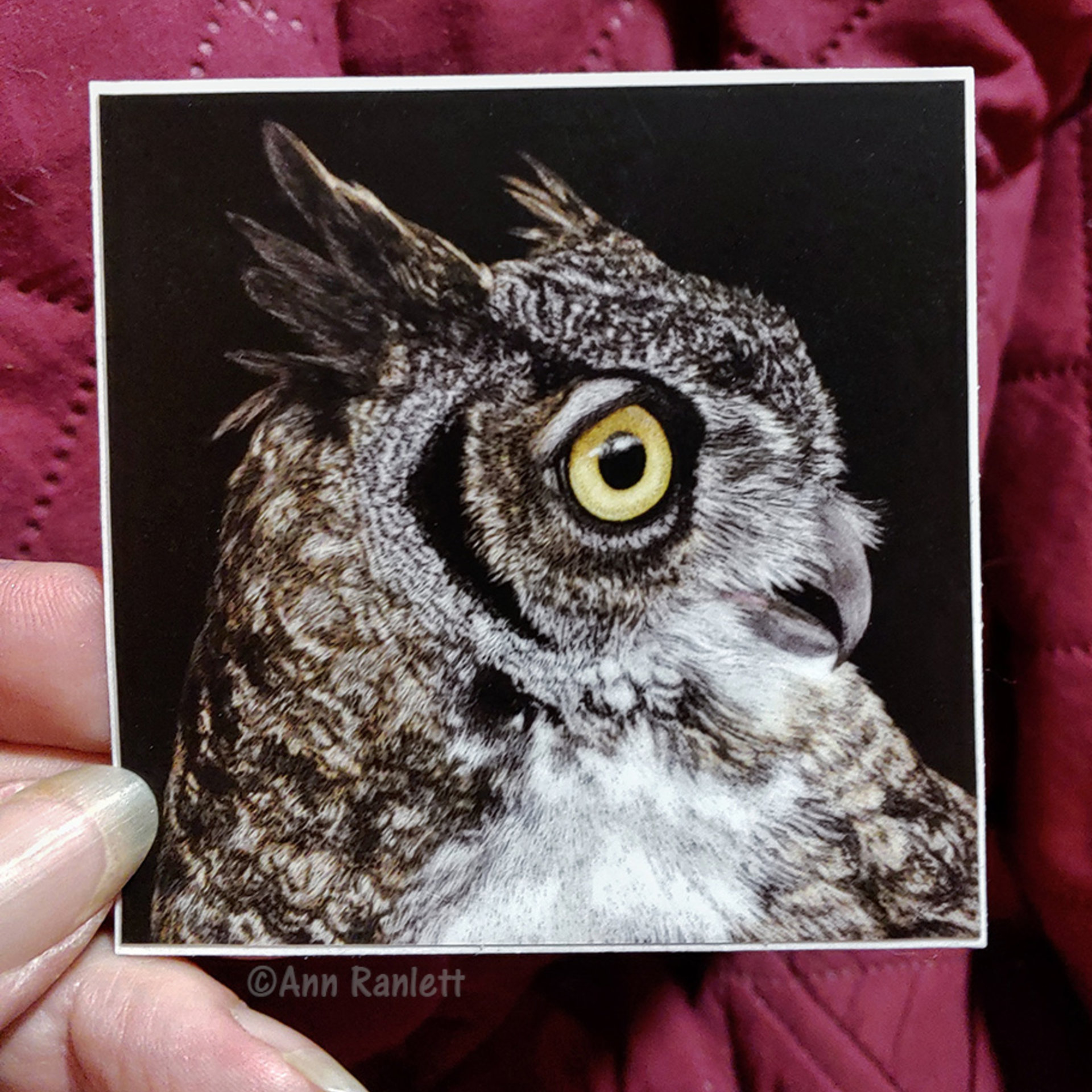 Great-horned Owl - 3" Square Sticker