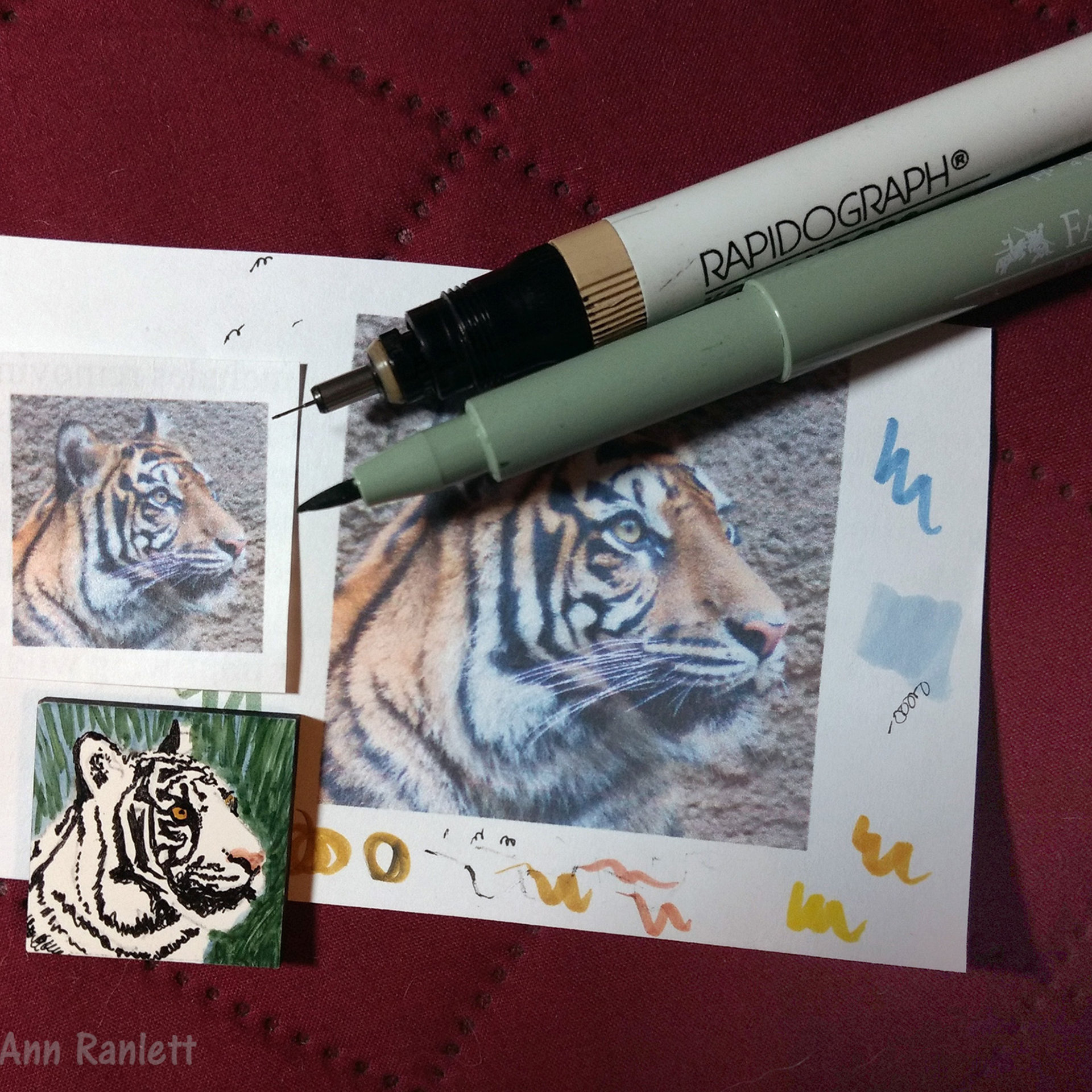 Tiger - 1" Square Original Mini Drawing