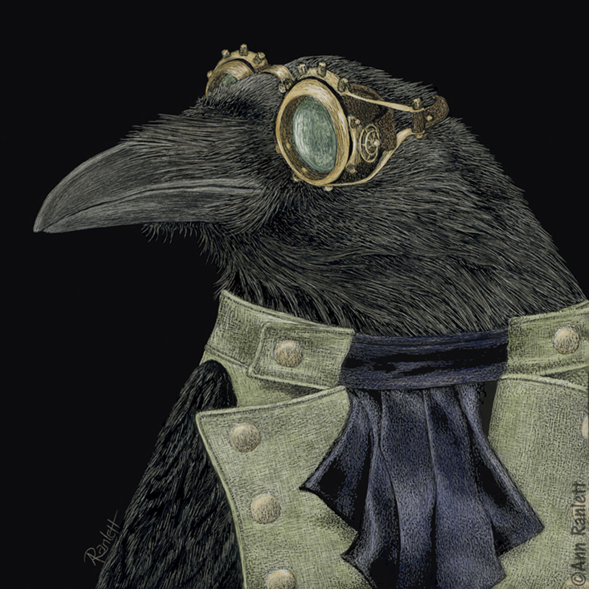 "Steampunk Trickster" - Raven - Print on Metal