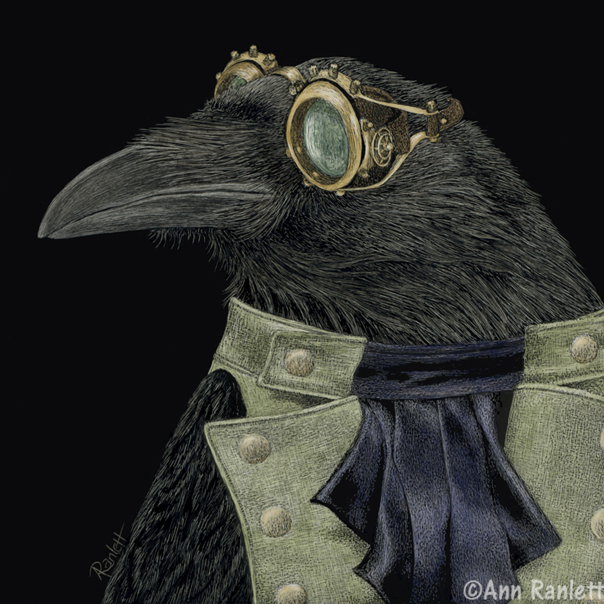 "Steampunk Trickster" - Raven - Key Ring/Charm