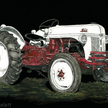 "20 Horses" Vintage Tractor - Print on Metal