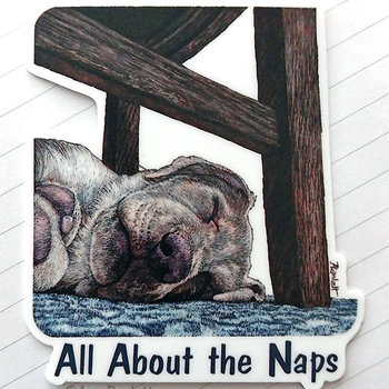 "All About the Naps" - Sleeping Lab - 3" Sticker