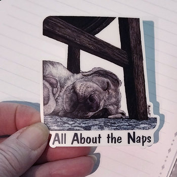 "All About the Naps" - Sleeping Lab - 3" Sticker
