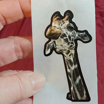 "Chin Up", Giraffe Sticker - 3" Tall