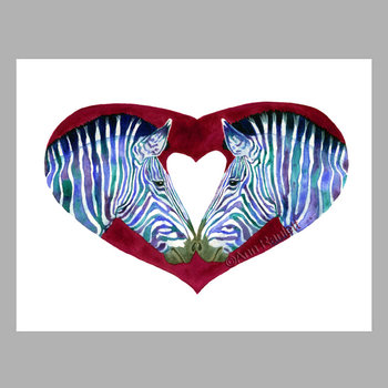 "Love is Not Black & White" - Zebra + Heart Note Cards (5) - blank inside, with envelopes